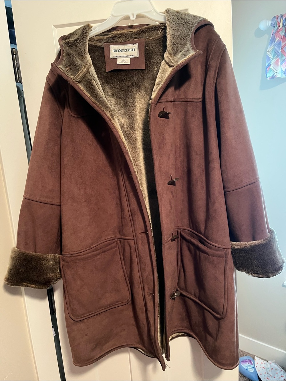 Fitz-Wright Brown Faux-Shearling Coat